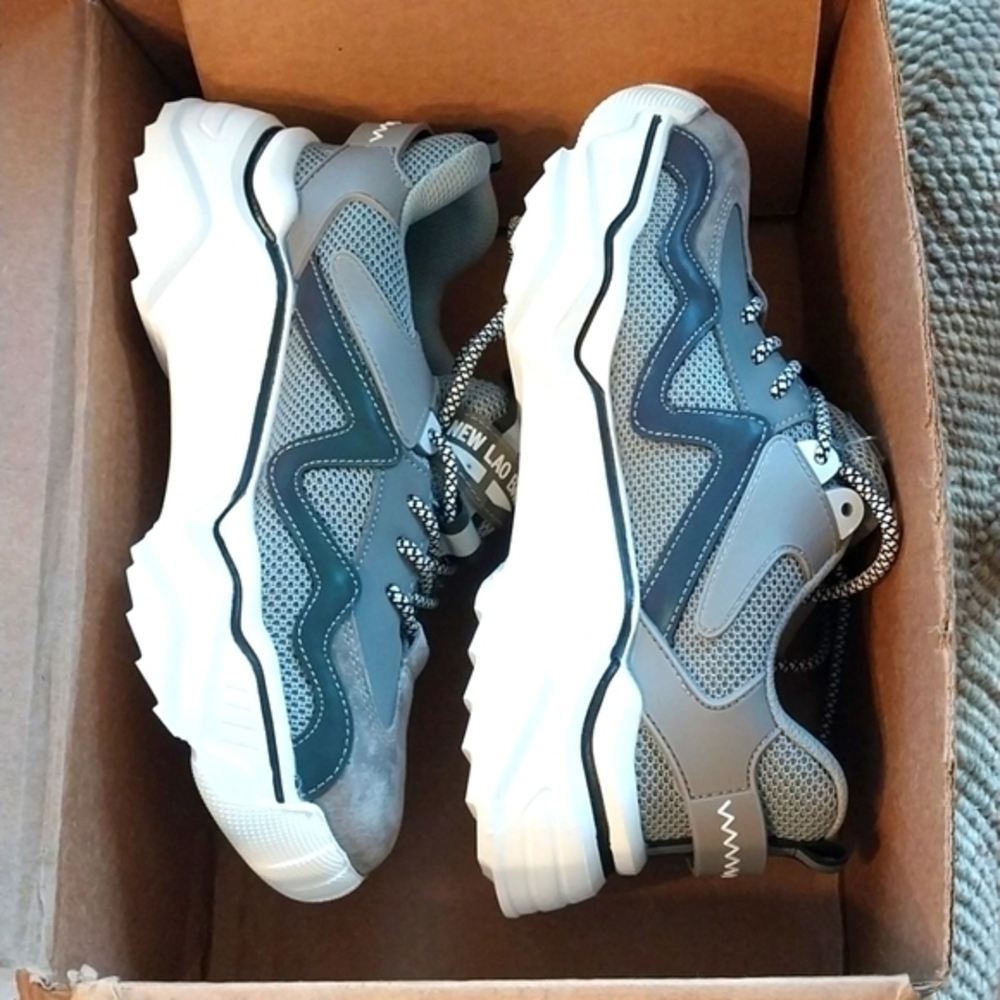 Safety Work‎ Shoes Sneakers NWT Women's Size 7-7.5 Grey Steel Toe Slip Resistant